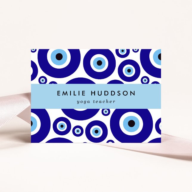 Evil Eye Pattern, Greek Eye, Nazar, Yoga Teacher Business Card (Creator Uploaded)