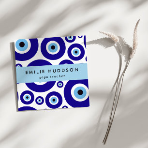 Evil Eye Pattern, Greek Eye, Nazar, Yoga Teacher Square Business Card