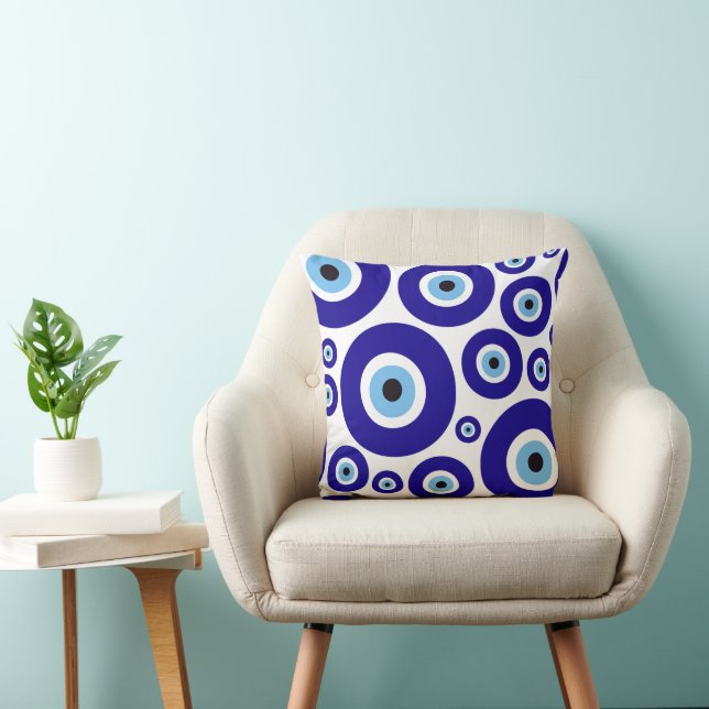 Evil Eye Pattern, Greek Eye, Turkish Eye, Nazar Cushion (Chair)