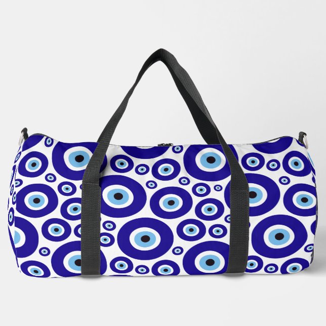 Evil Eye Pattern, Greek Eye, Turkish Eye, Nazar Duffle Bag (Front)