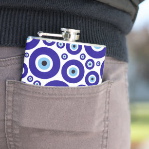 Evil Eye Pattern, Greek Eye, Turkish Eye, Nazar Hip Flask