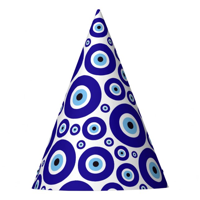 Evil Eye Pattern, Greek Eye, Turkish Eye, Nazar Party Hat (Front)