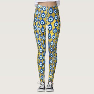 Evil Eye pattern on golden texture Leggings