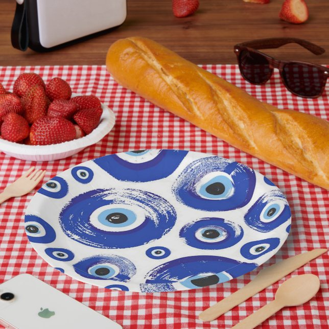 EVIL eye print round paper plates (Picnic)