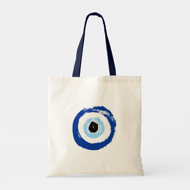 Evil Eye Printed Canvas Natural Tote Bag (Back)