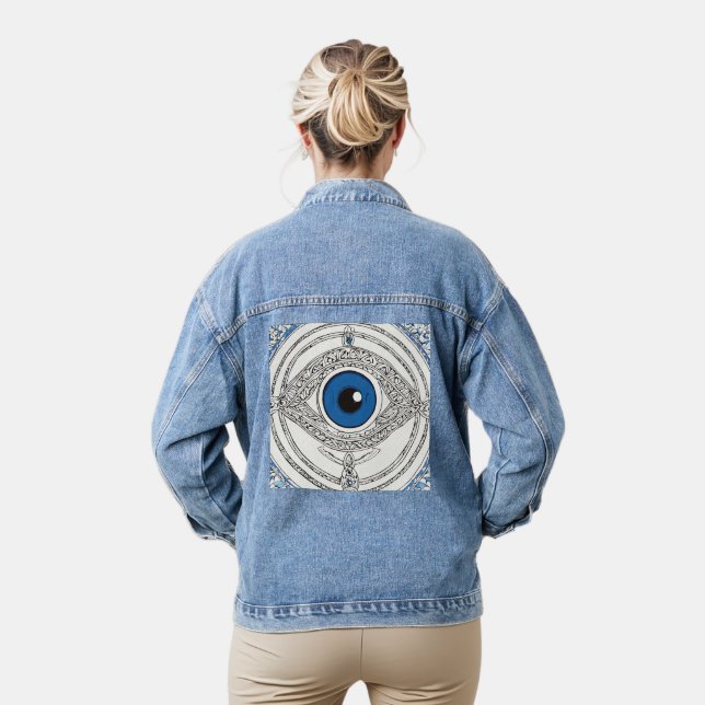 Evil eye printed denim jacket (jean jacket) (Model)