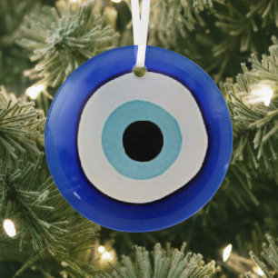 Evil Eye Printed Glass Hanging Ornament