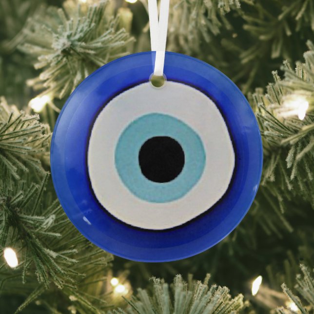 Evil Eye Printed Glass Hanging Ornament (Insitu)