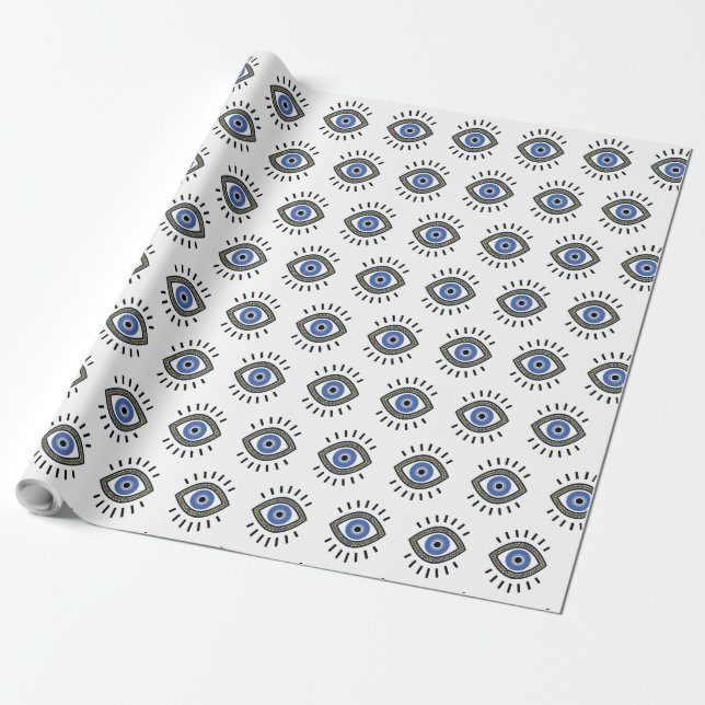 Evil eye protection bead amulet wrapping paper (Unrolled)