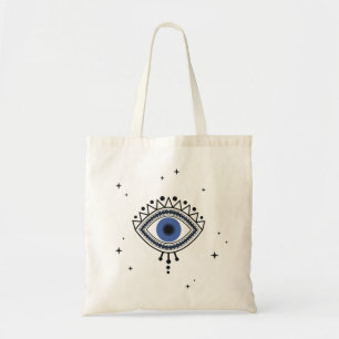 Evil eye protection, blue eye magic symbol tote bag