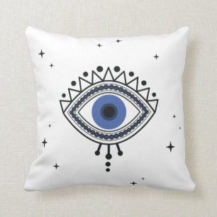 Evil eye protection ethnic talisman magic blue eye cushion