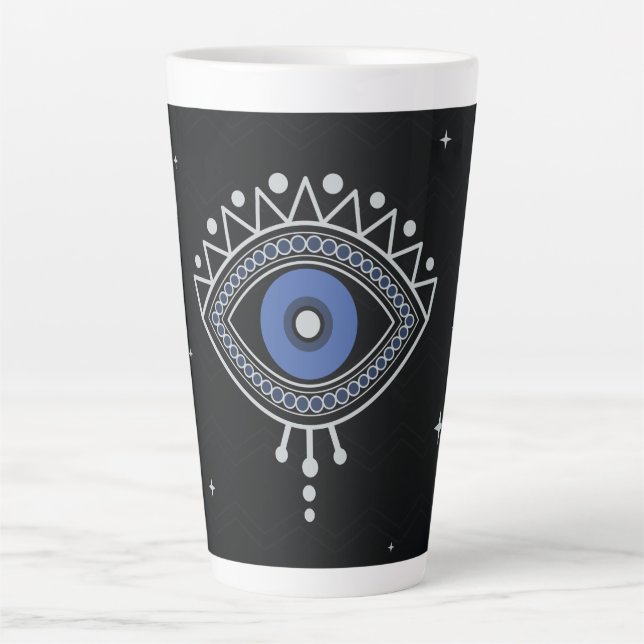 Evil eye protection ethnic talisman magic symbol latte mug (Front)