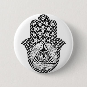 Evil Eye Protection Hamsa 6 Cm Round Badge