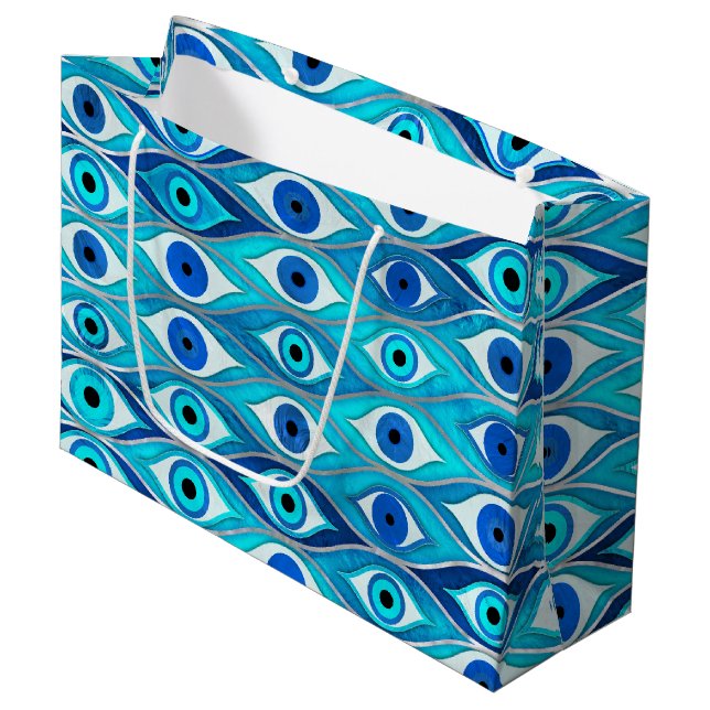 Evil Eye protection pattern Large Gift Bag (Front Angled)