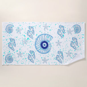 Evil Eye Protection Sea Shells Summer Beach Towel