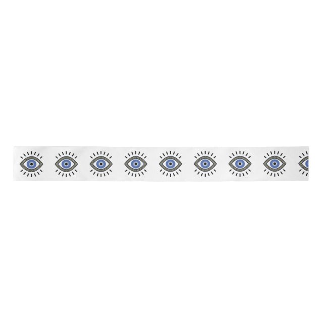 Evil eye protection symbol, blue eye satin ribbon (Front)
