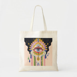Evil Eye Rainbow Drip Protection Charm Tote Bag