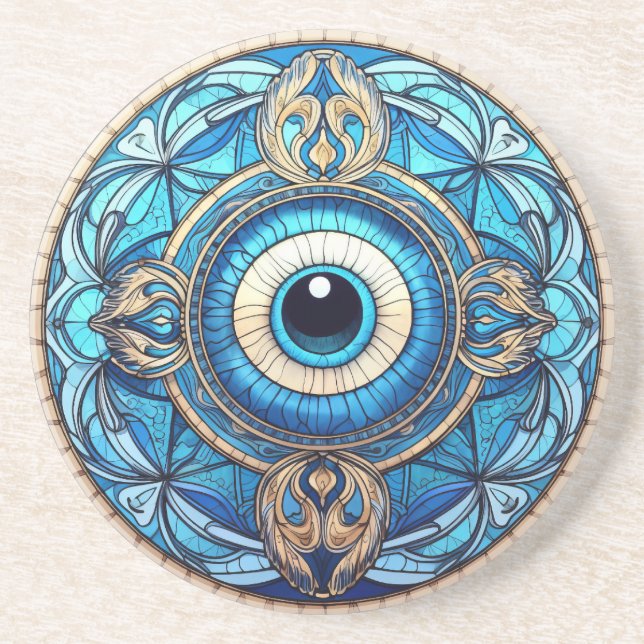 Evil Eye Sandstone Coaster (Front)