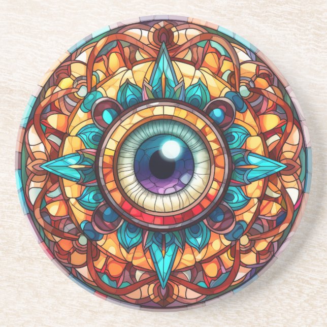 Evil Eye Sandstone Coaster (Front)