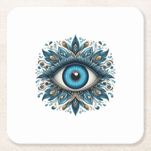Evil eye square paper coaster