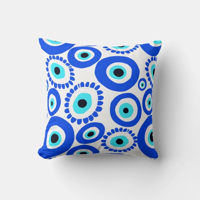 Evil Eye Symbol Brightly Coloured Cushion (Front)