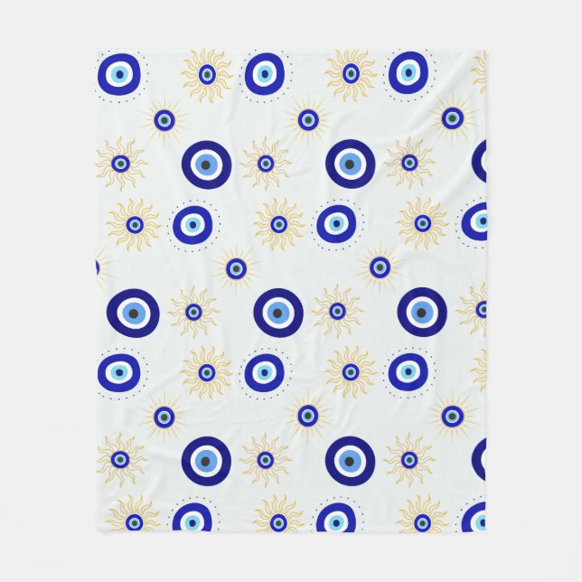 Evil Eye Symbol Fleece Blanket (Front)