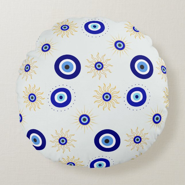 Evil Eye Symbol Round Cushion (Front)