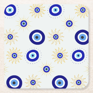 Evil Eye Symbol Square Paper Coaster