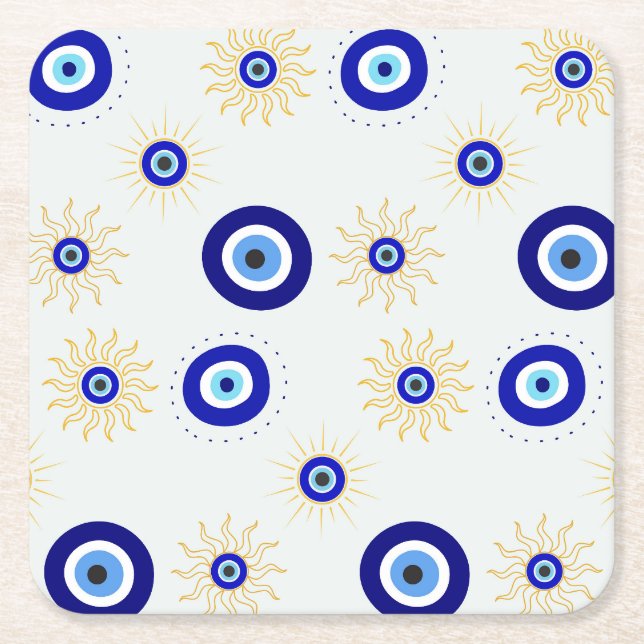 Evil Eye Symbol Square Paper Coaster (Front)