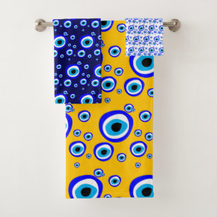 Evil Eye Talisman & Arabic Amulet /Turkish, Greek Bath Towel Set