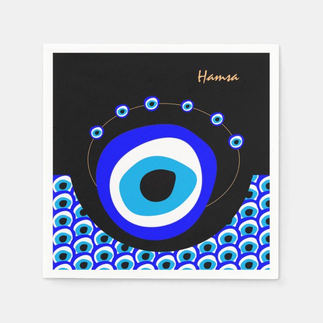 Evil Eye Talisman & Arabic Amulet /Turkish, Greek Napkin (Front)