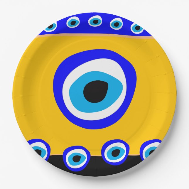 Evil Eye Talisman & Arabic Amulet /Turkish, Greek Paper Plate (Front)