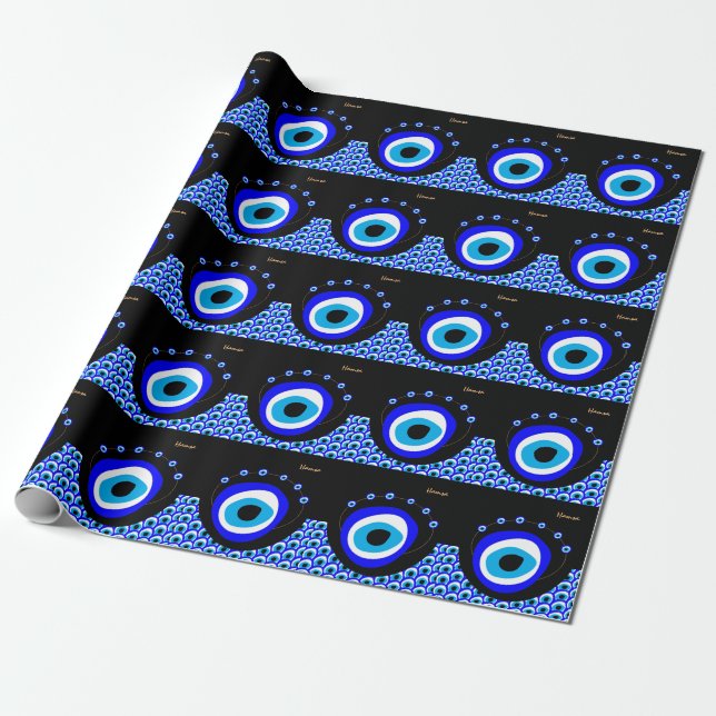 Evil Eye Talisman & Arabic Amulet /Turkish, Greek Wrapping Paper (Unrolled)