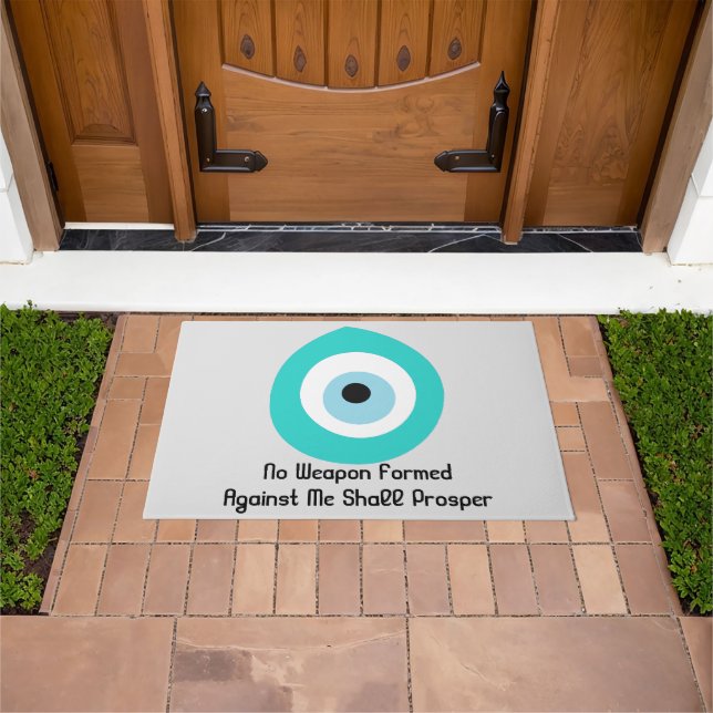 Evil Eye Turquoise Nazar Sacred Symbol Protection Doormat (Outdoor)
