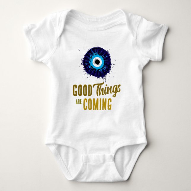 Evil Eye White Baby Bodysuit (Front)