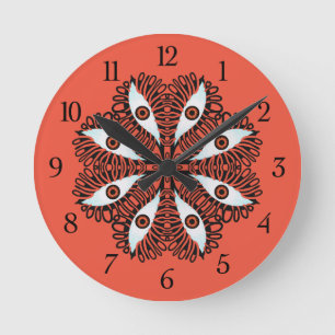 Evil eyes weird red trippy round clock