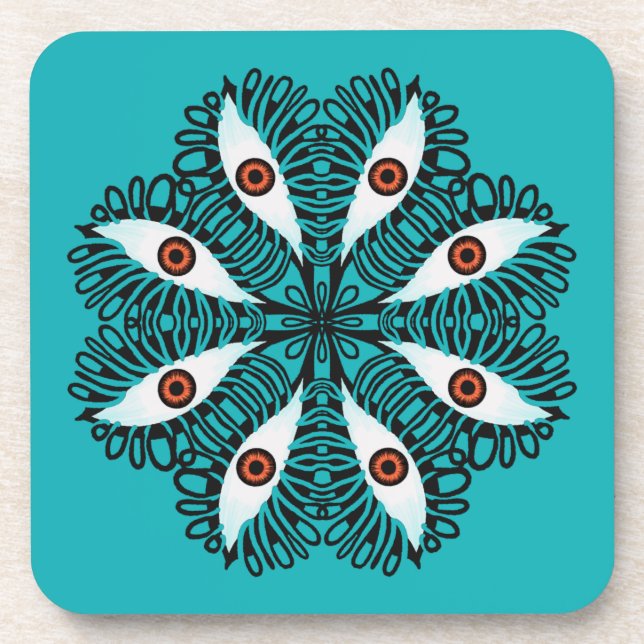 Evil eyes weird trippy throw coaster (Front)