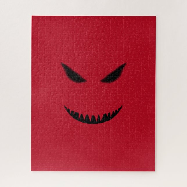 Evil Face Hard Difficult Challenging Red Black Jigsaw Puzzle (Vertical)