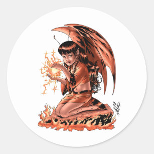 Evil Fairy doing Magic by Al Rio Classic Round Sticker
