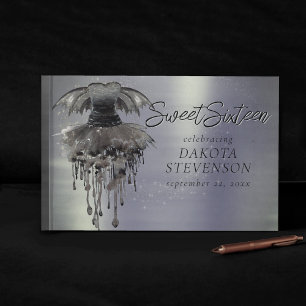 Evil Fairy Gown   Gothic Black Vampy Rock Sheen Guest Book