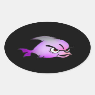 Evil Fish Oval Sticker