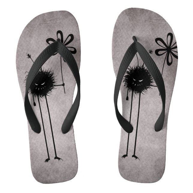 Evil Flower Bug - Vintage Cute Gothic Creature Thongs (Footbed)