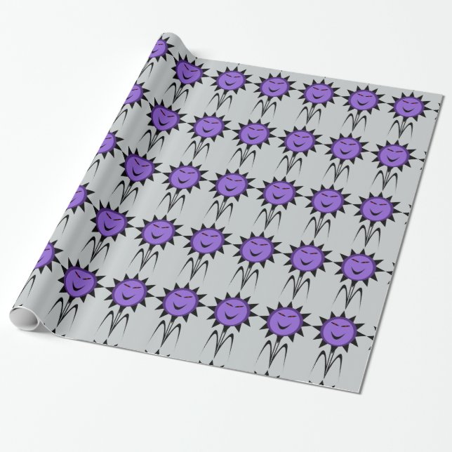 Evil Flower Kawaii Goth Halloween Wrapping Paper (Unrolled)