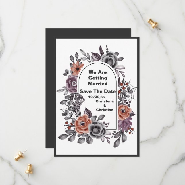 Evil Flowers All Seeing Halloween Save The Date 2 (Front/Back In Situ)