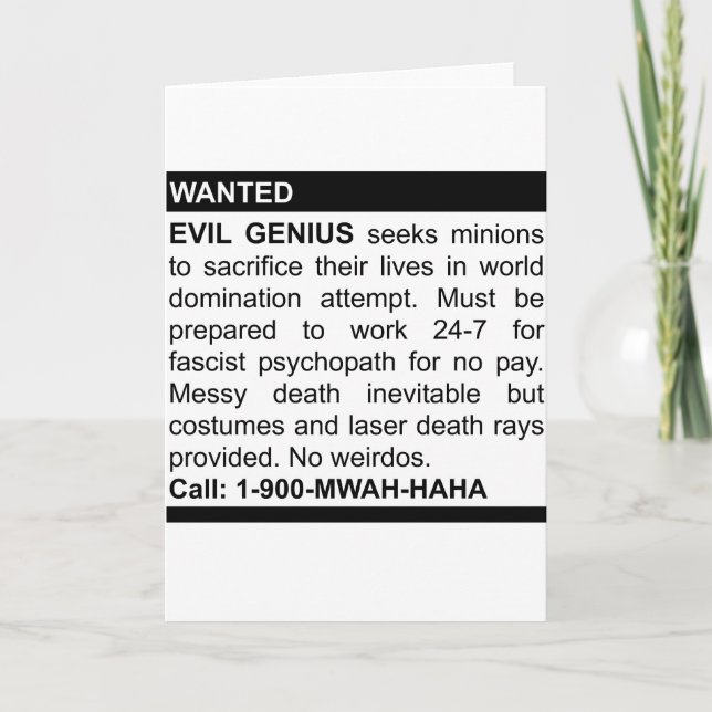 Evil Genius Ad Card (Front)