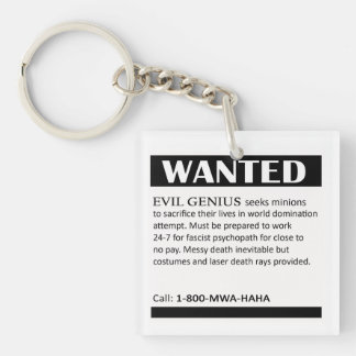 Evil Genius Wanted Ad Key Ring