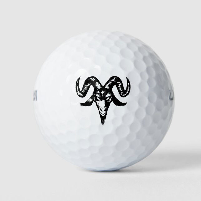Evil Goat Head (black) Golf Balls (Front)