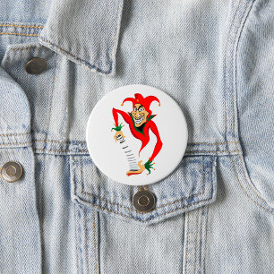 Evil Grinning Jester Joker with Jack-in-the-Box 7.5 Cm Round Badge