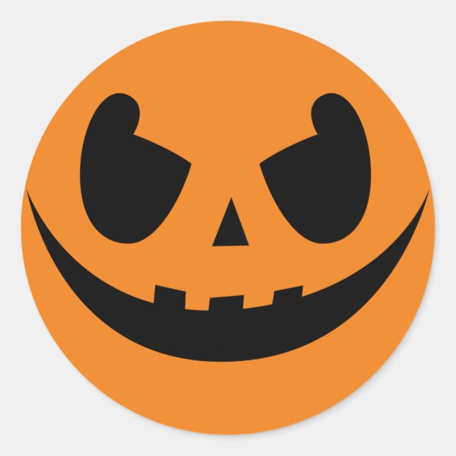 Evil Grinning Pumpkin Face Sticker (Front)