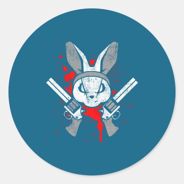Evil Horror Rabbit Funny Rabbit Saying Easter Gift Classic Round Sticker (Front)